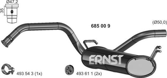 ERNST 685009 - Глушник вихлопних газів кінцевий autocars.com.ua