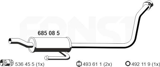 ERNST 685085 - Середній глушник вихлопних газів autocars.com.ua