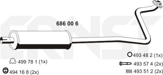 ERNST 686006 - Средний глушитель выхлопных газов avtokuzovplus.com.ua