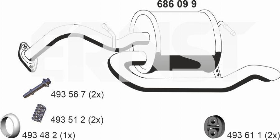 ERNST 686099 - Глушник вихлопних газів кінцевий autocars.com.ua