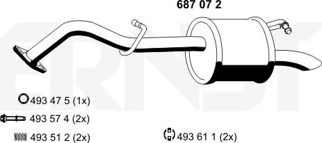 ERNST 687072 - Глушник вихлопних газів кінцевий autocars.com.ua