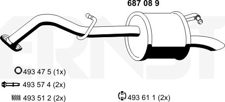 ERNST 687089 - Глушник вихлопних газів кінцевий autocars.com.ua