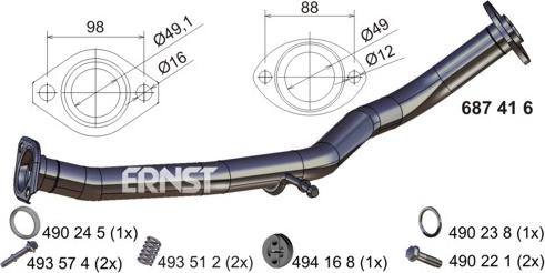 ERNST 687416 - Труба выхлопного газа avtokuzovplus.com.ua