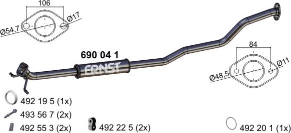ERNST 690041 - Середній глушник вихлопних газів autocars.com.ua