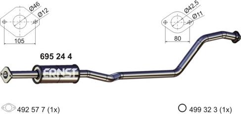 ERNST 695244 - Середній глушник вихлопних газів autocars.com.ua