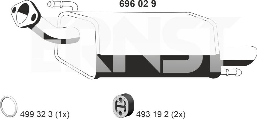 ERNST 696029 - Глушник вихлопних газів кінцевий autocars.com.ua