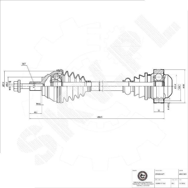 Esen SKV 40SKV003 - Приводний вал autocars.com.ua