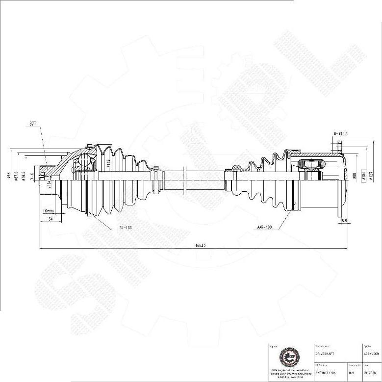 Esen SKV 40SKV009 - Приводний вал autocars.com.ua