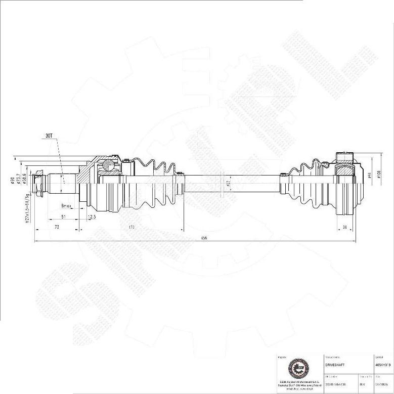 Esen SKV 40SKV019 - Приводний вал autocars.com.ua