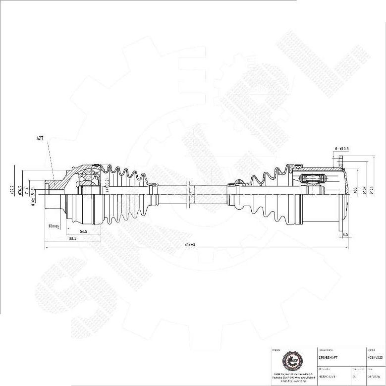 Esen SKV 40SKV023 - Приводний вал autocars.com.ua