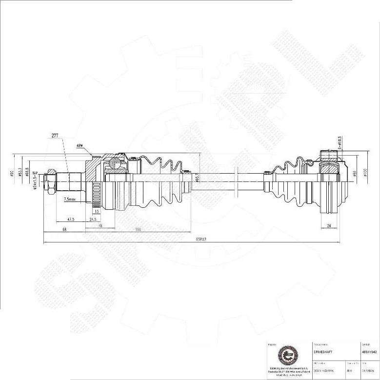 Esen SKV 40SKV042 - Приводний вал autocars.com.ua