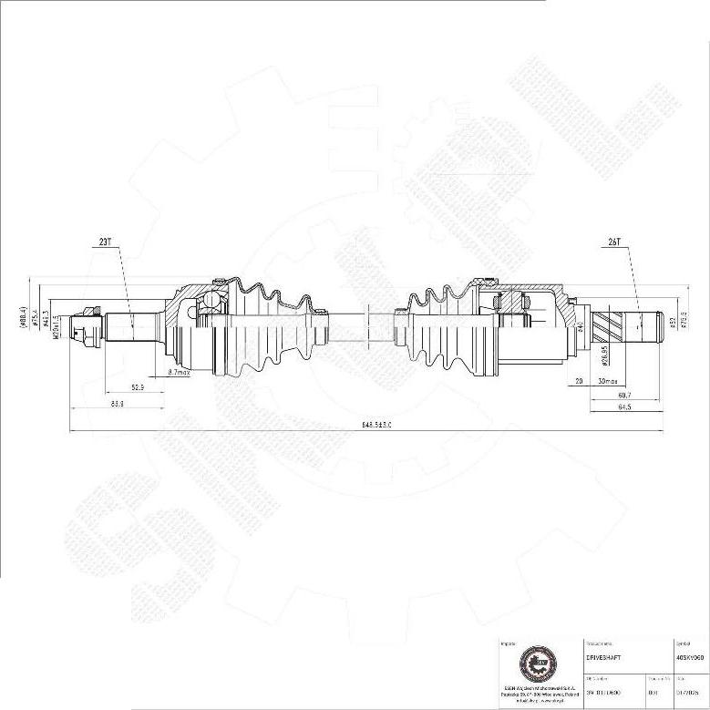Esen SKV 40SKV060 - Приводний вал autocars.com.ua