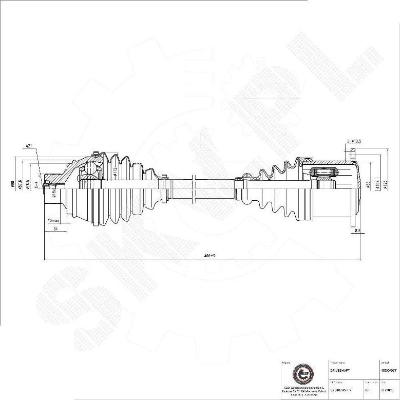 Esen SKV 40SKV077 - Приводний вал autocars.com.ua