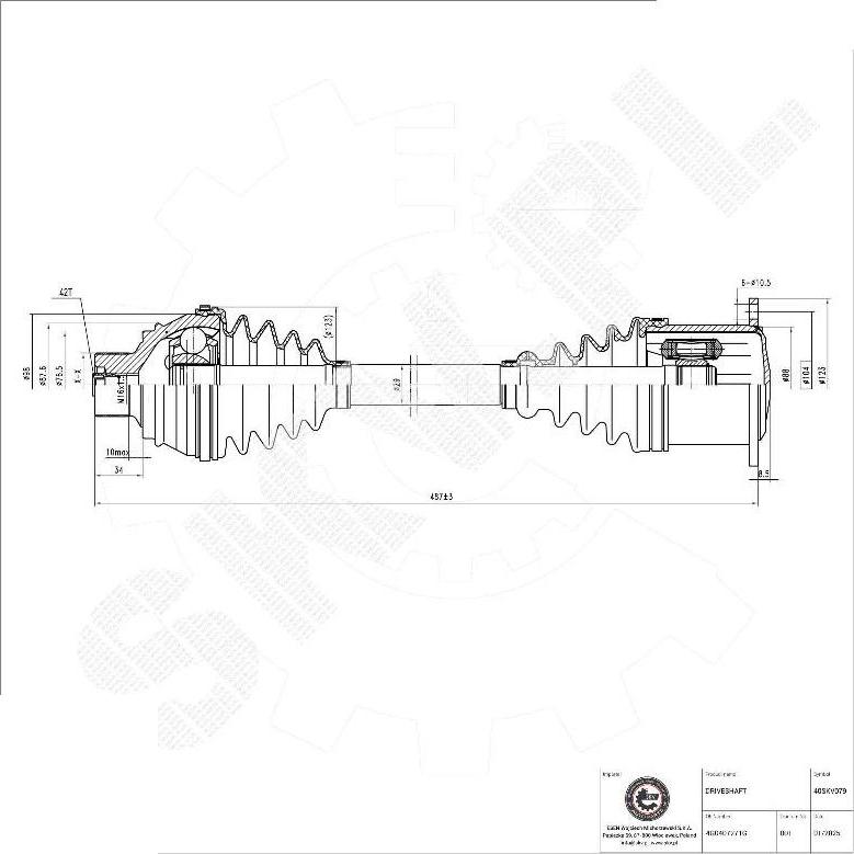 Esen SKV 40SKV079 - Приводний вал autocars.com.ua