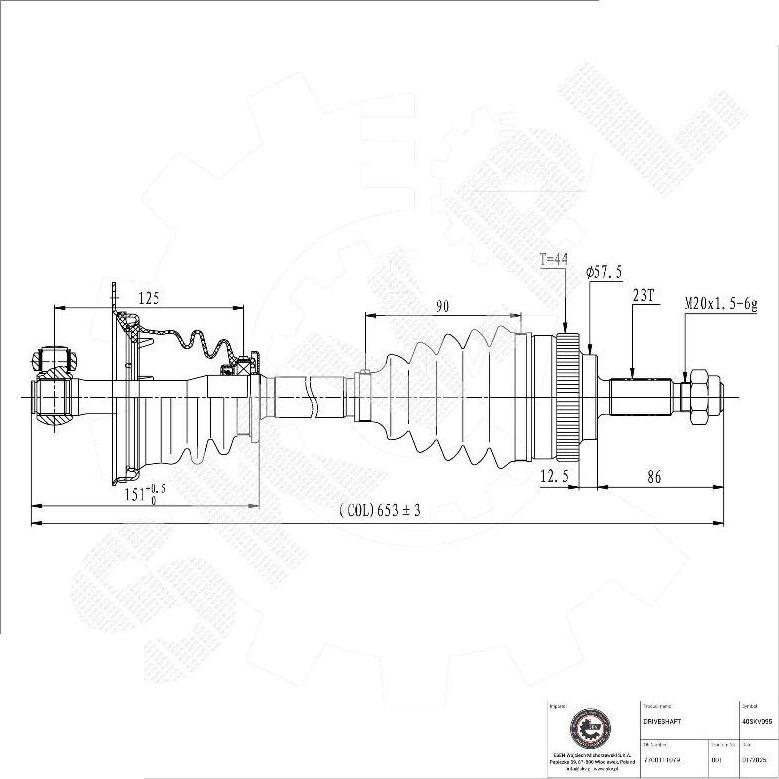 Esen SKV 40SKV095 - Приводний вал autocars.com.ua