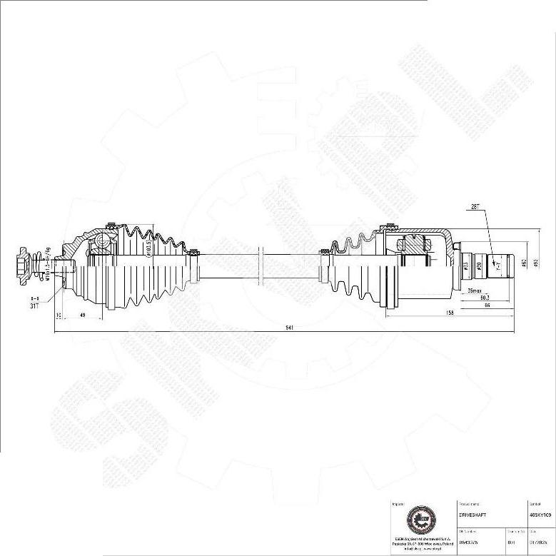 Esen SKV 40SKV109 - Приводний вал autocars.com.ua