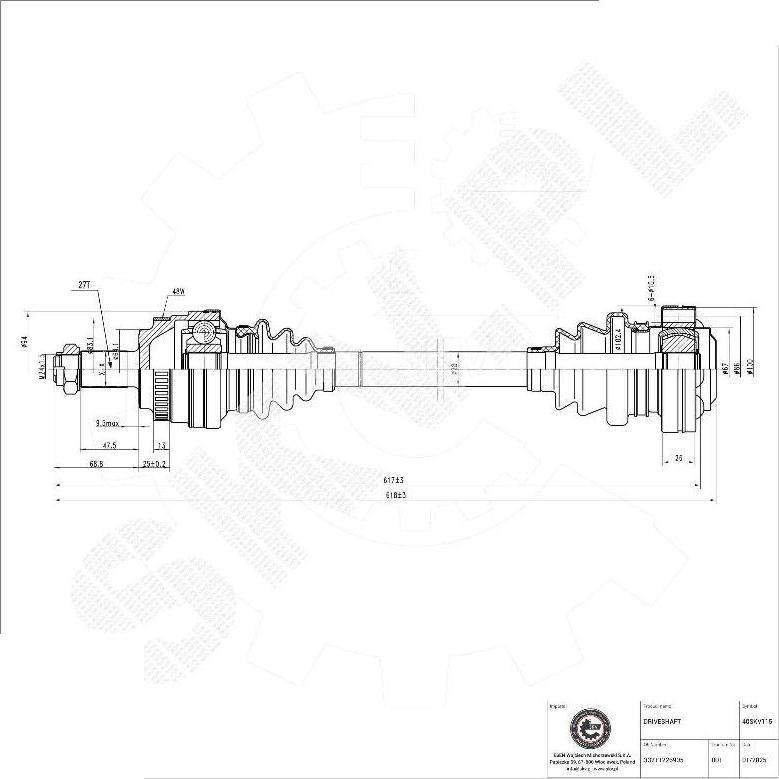 Esen SKV 40SKV115 - Приводний вал autocars.com.ua