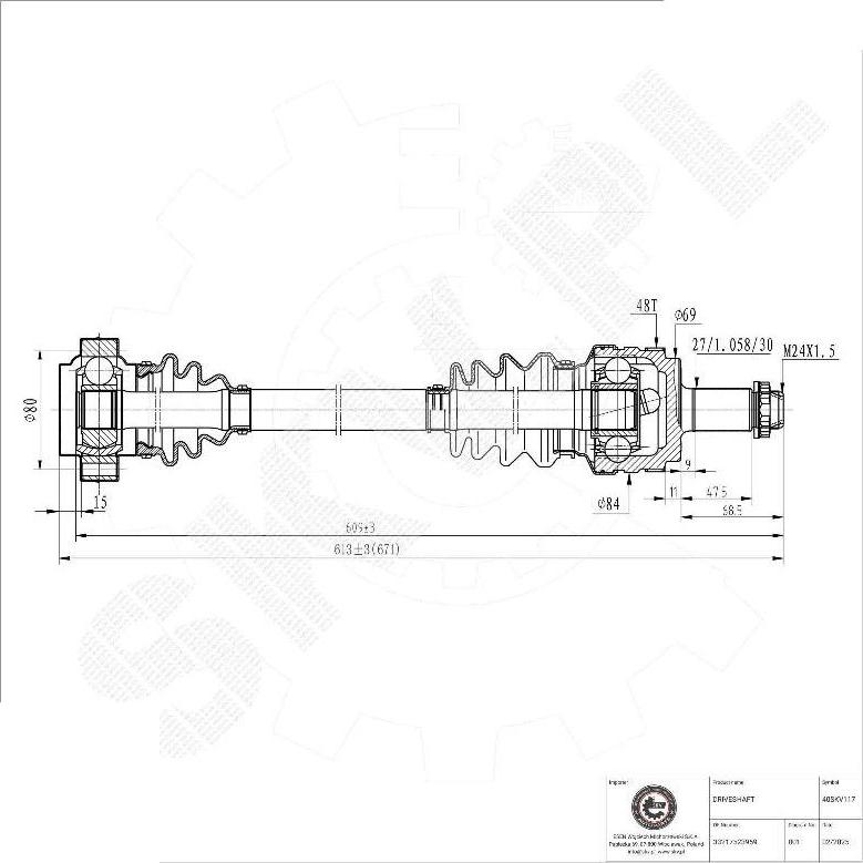 Esen SKV 40SKV117 - Приводний вал autocars.com.ua