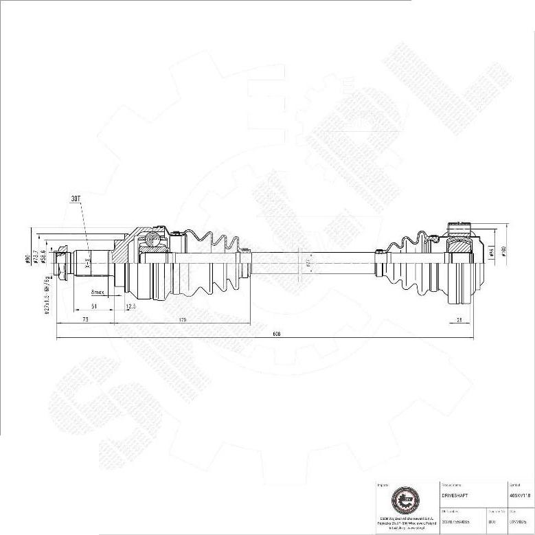Esen SKV 40SKV118 - Приводний вал autocars.com.ua