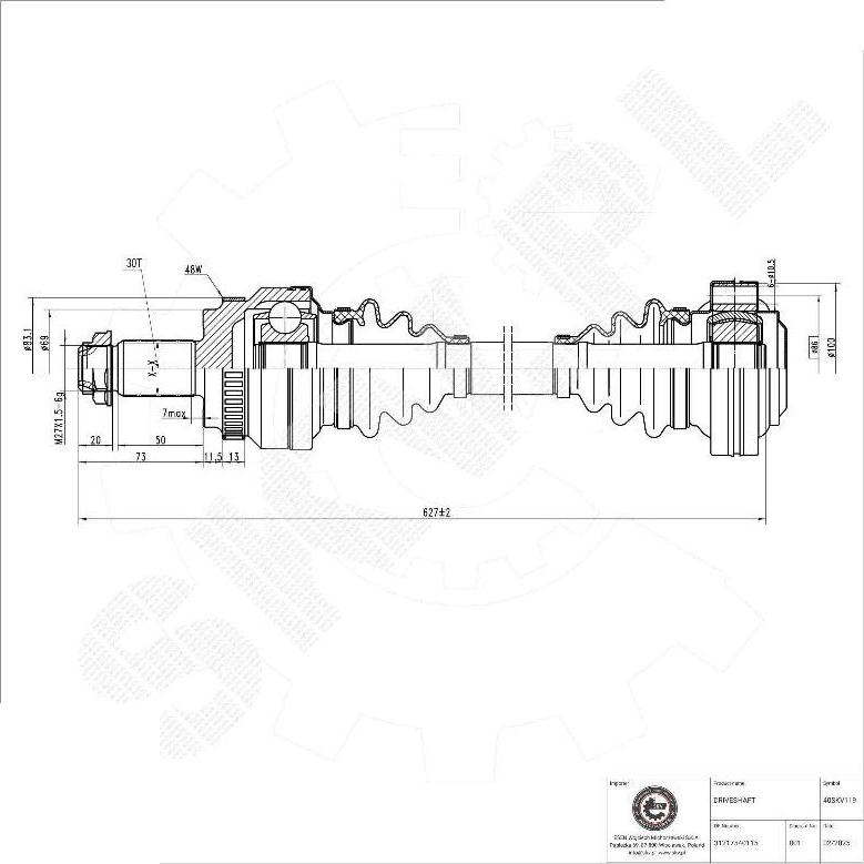 Esen SKV 40SKV119 - Приводний вал autocars.com.ua