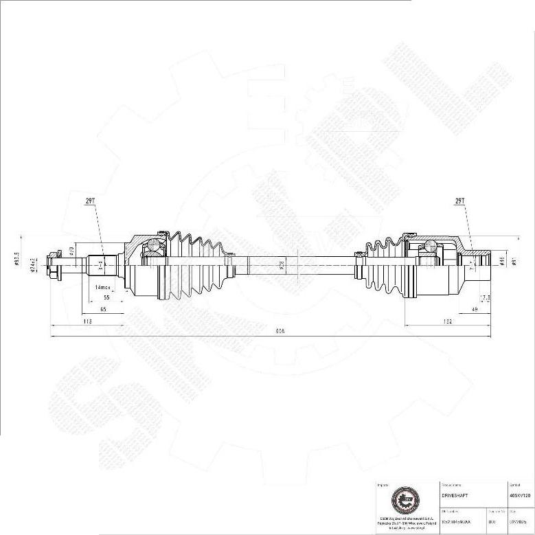 Esen SKV 40SKV120 - Приводний вал autocars.com.ua