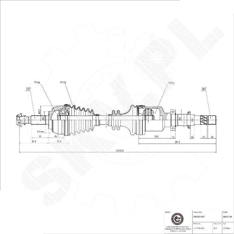 Esen SKV 40SKV145 - Приводний вал autocars.com.ua