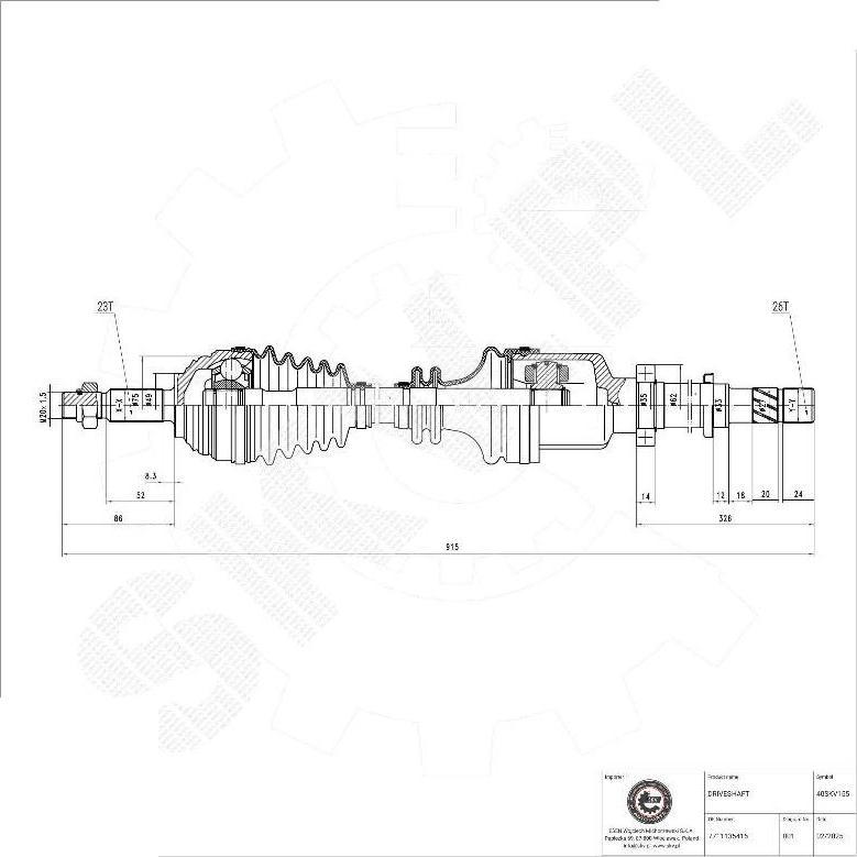 Esen SKV 40SKV155 - Приводний вал autocars.com.ua