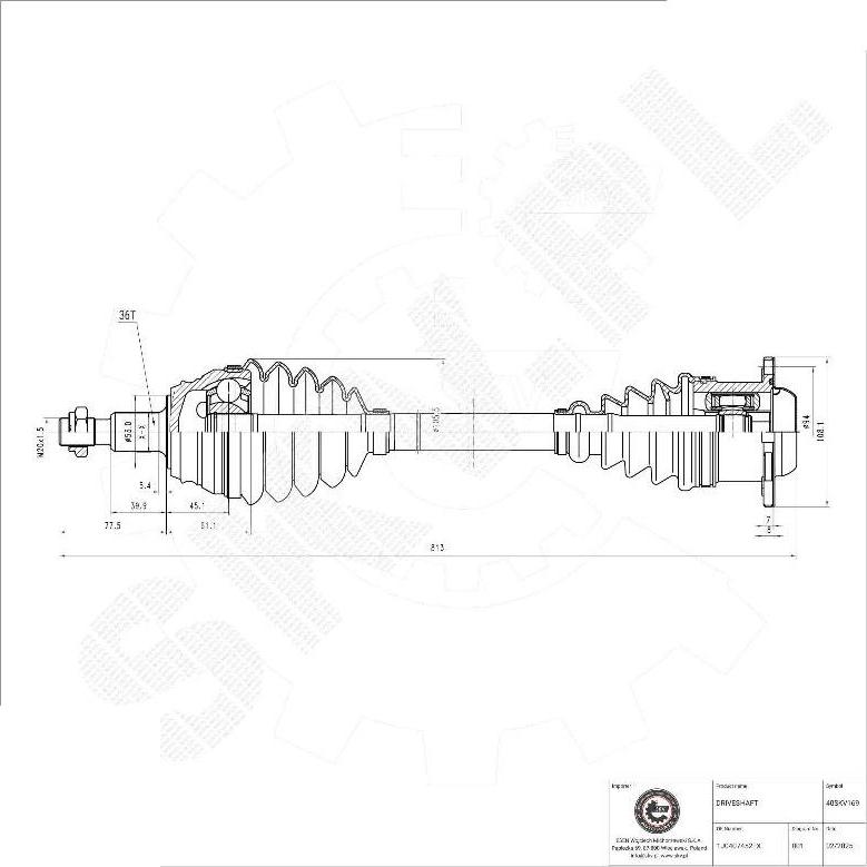 Esen SKV 40SKV169 - Приводний вал autocars.com.ua