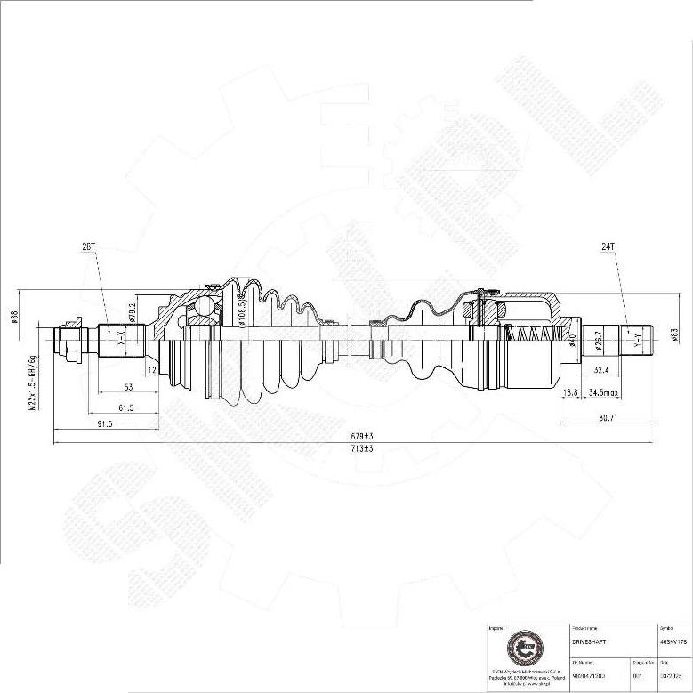 Esen SKV 40SKV178 - Приводний вал autocars.com.ua