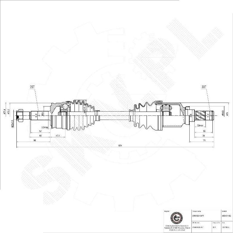 Esen SKV 40SKV182 - Приводний вал autocars.com.ua