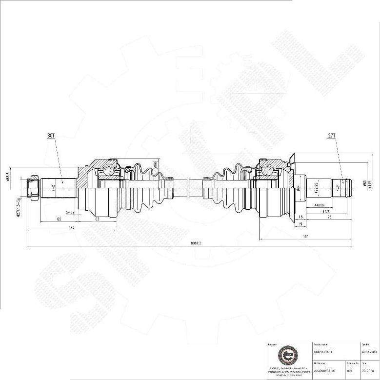 Esen SKV 40SKV183 - Приводний вал autocars.com.ua