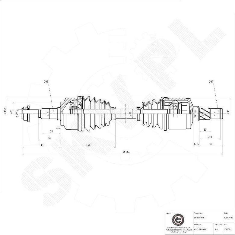 Esen SKV 40SKV185 - Приводний вал autocars.com.ua