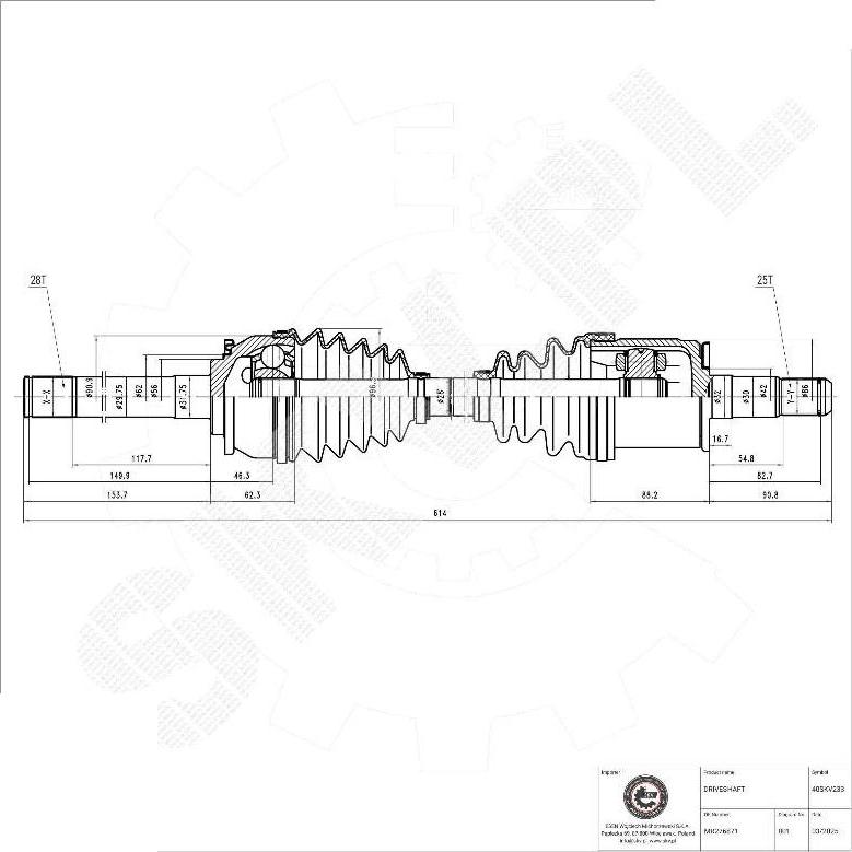 Esen SKV 40SKV233 - Приводний вал autocars.com.ua
