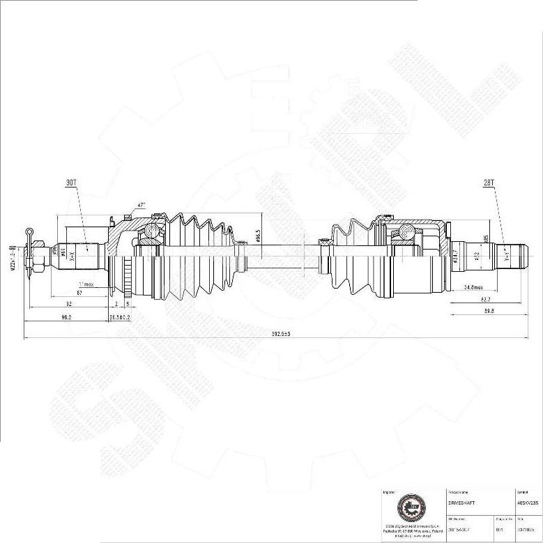 Esen SKV 40SKV235 - Приводний вал autocars.com.ua