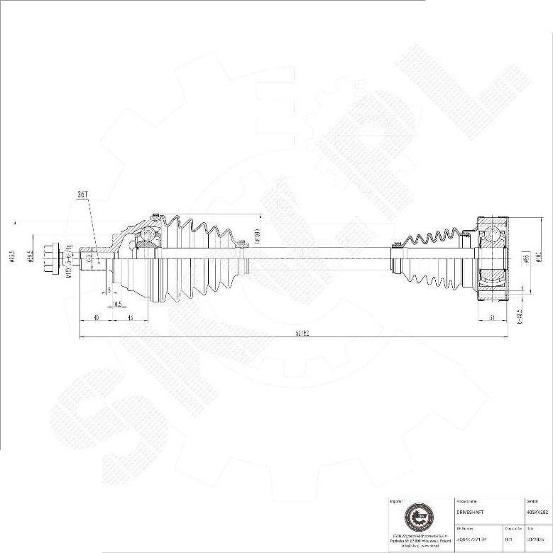 Esen SKV 40SKV282 - Приводний вал autocars.com.ua