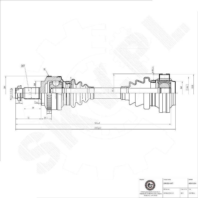 Esen SKV 40SKV294 - Приводний вал autocars.com.ua
