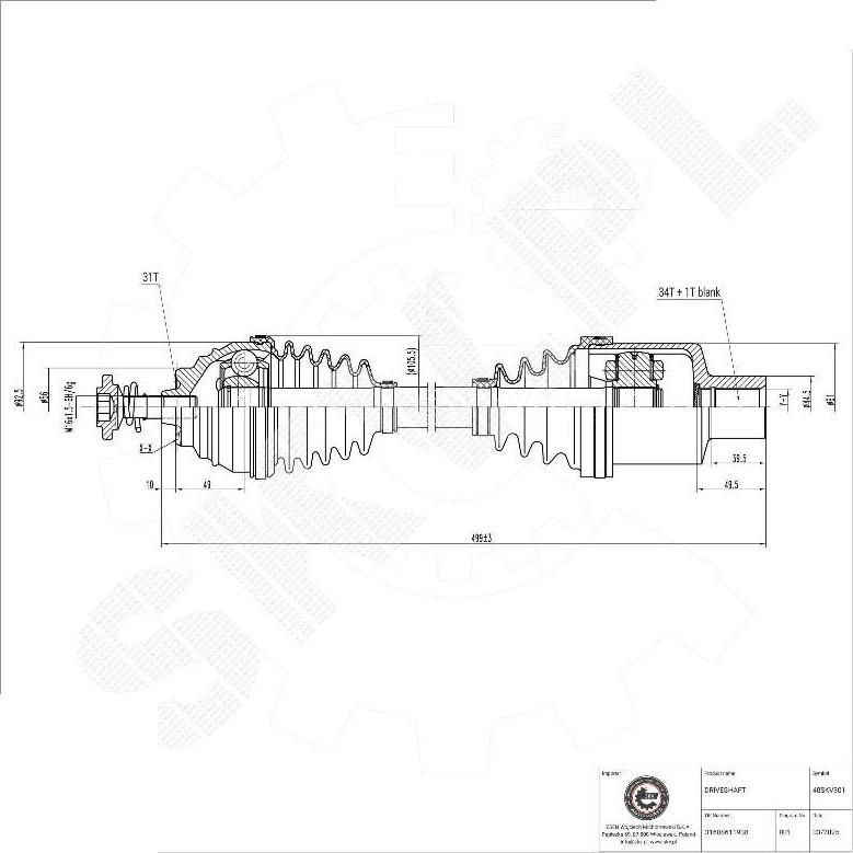 Esen SKV 40SKV301 - Приводний вал autocars.com.ua