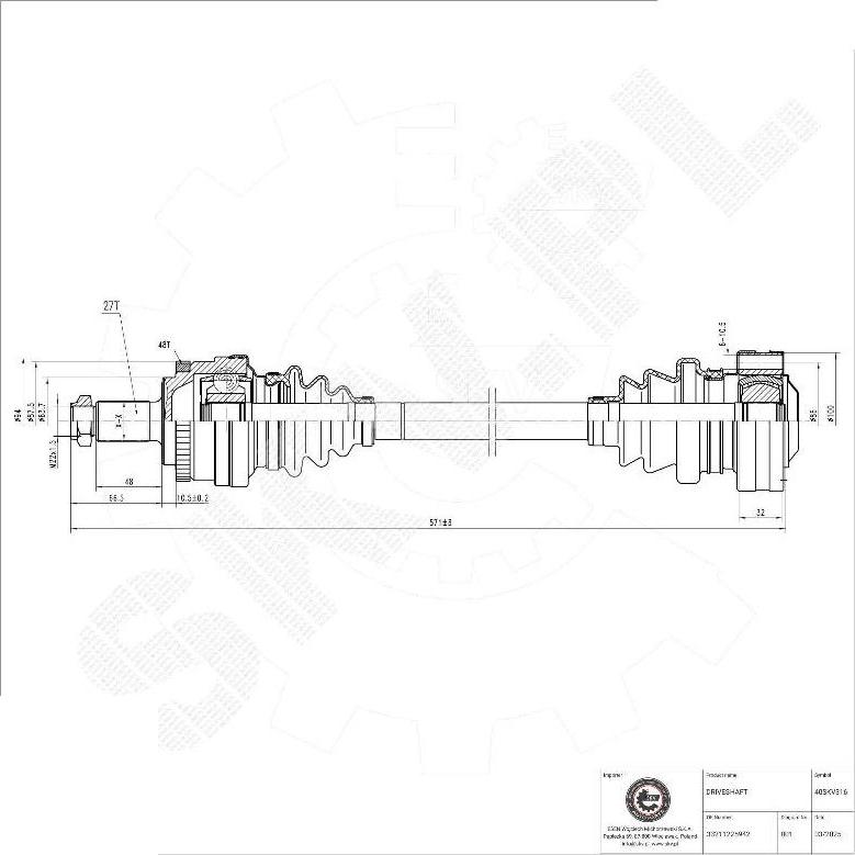 Esen SKV 40SKV316 - Приводний вал autocars.com.ua