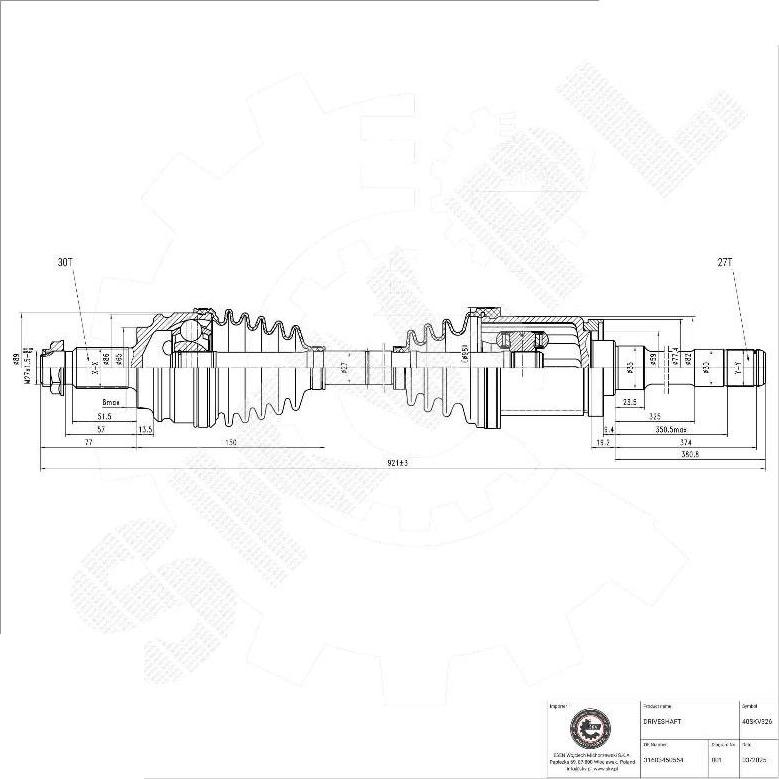 Esen SKV 40SKV326 - Приводний вал autocars.com.ua