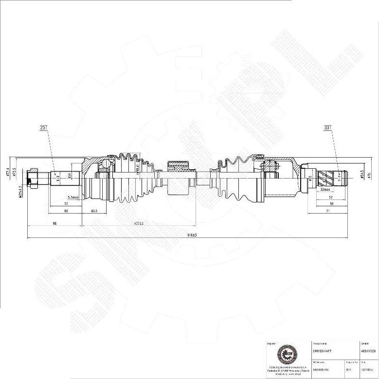 Esen SKV 40SKV328 - Приводний вал autocars.com.ua