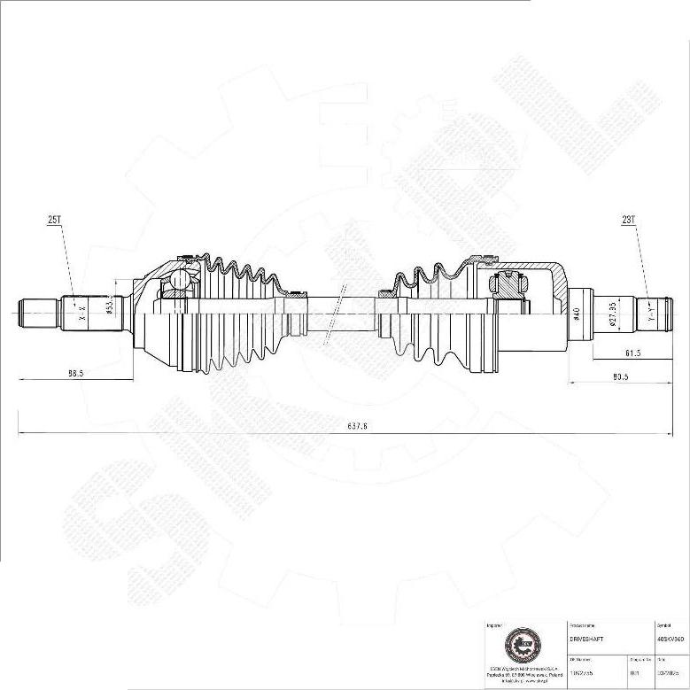 Esen SKV 40SKV360 - Приводний вал autocars.com.ua