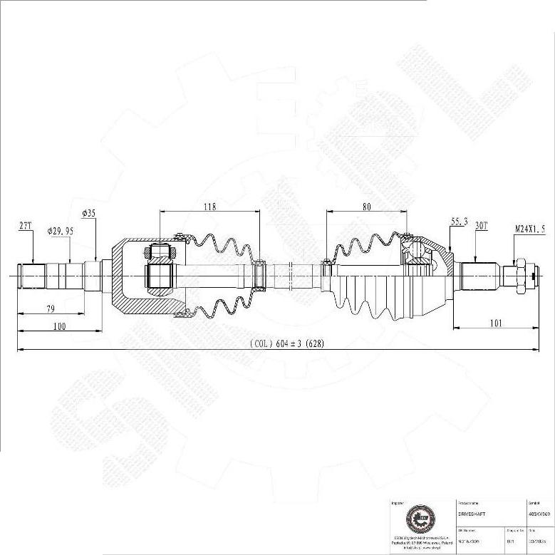 Esen SKV 40SKV369 - Приводний вал autocars.com.ua