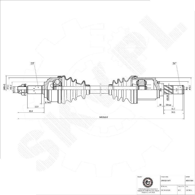 Esen SKV 40SKV384 - Приводний вал autocars.com.ua