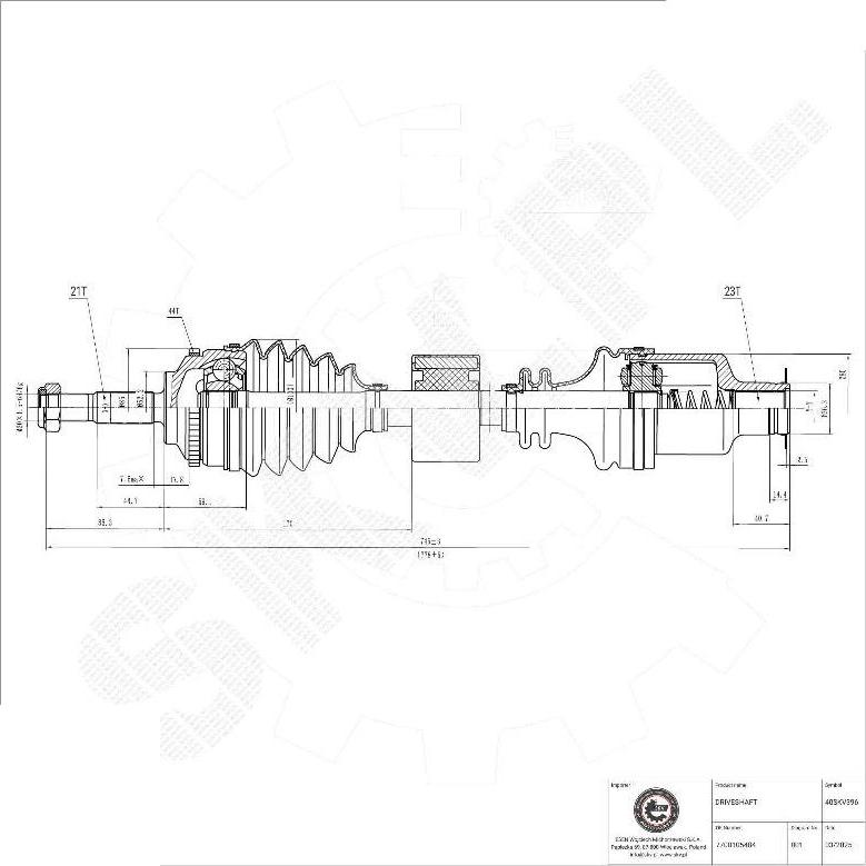 Esen SKV 40SKV396 - Приводний вал autocars.com.ua