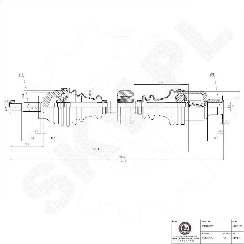 Esen SKV 40SKV399 - Приводний вал autocars.com.ua