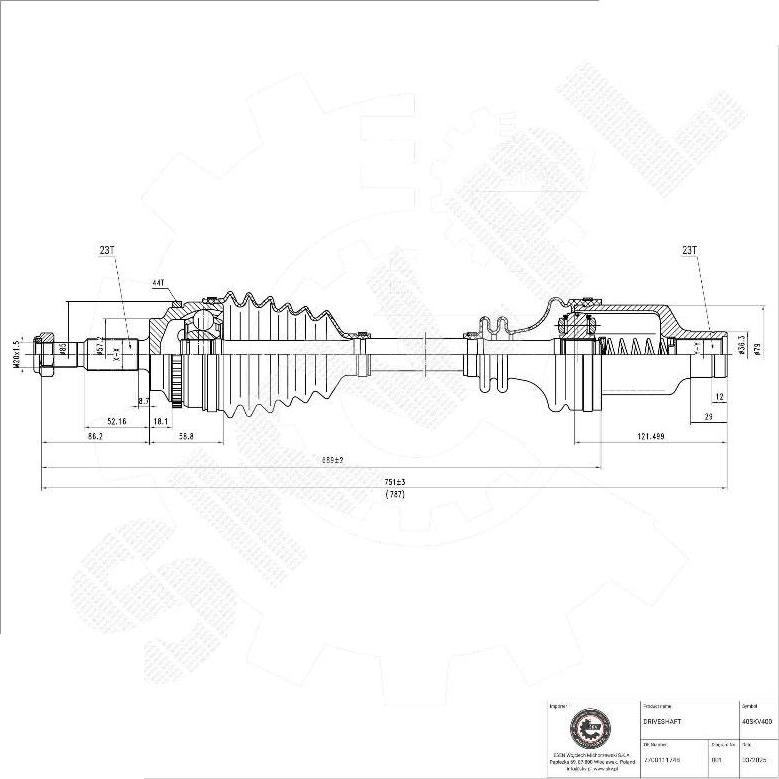 Esen SKV 40SKV400 - Приводний вал autocars.com.ua