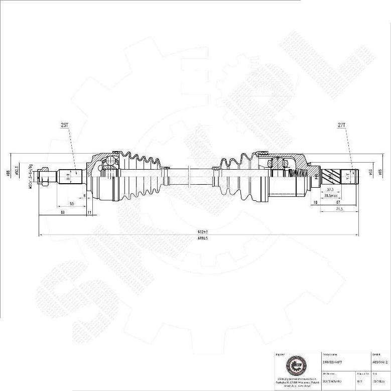 Esen SKV 40SKV412 - Приводний вал autocars.com.ua