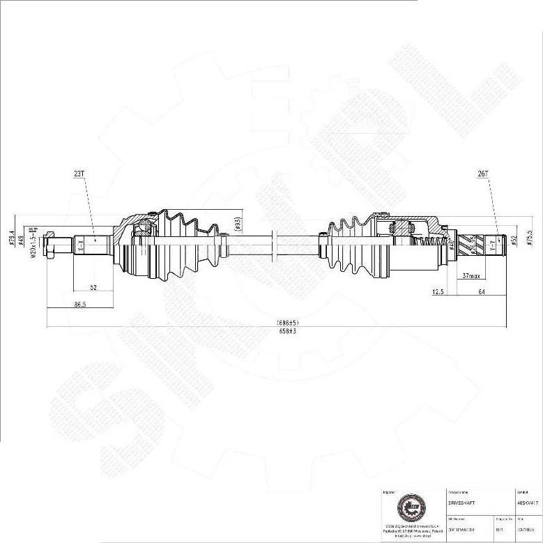 Esen SKV 40SKV417 - Приводний вал autocars.com.ua