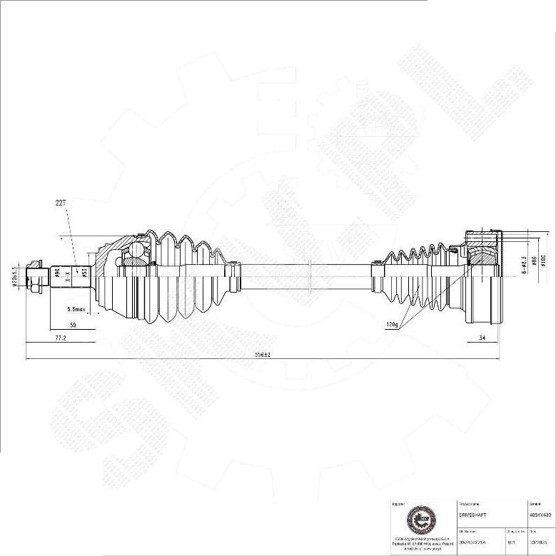 Esen SKV 40SKV430 - Приводний вал autocars.com.ua