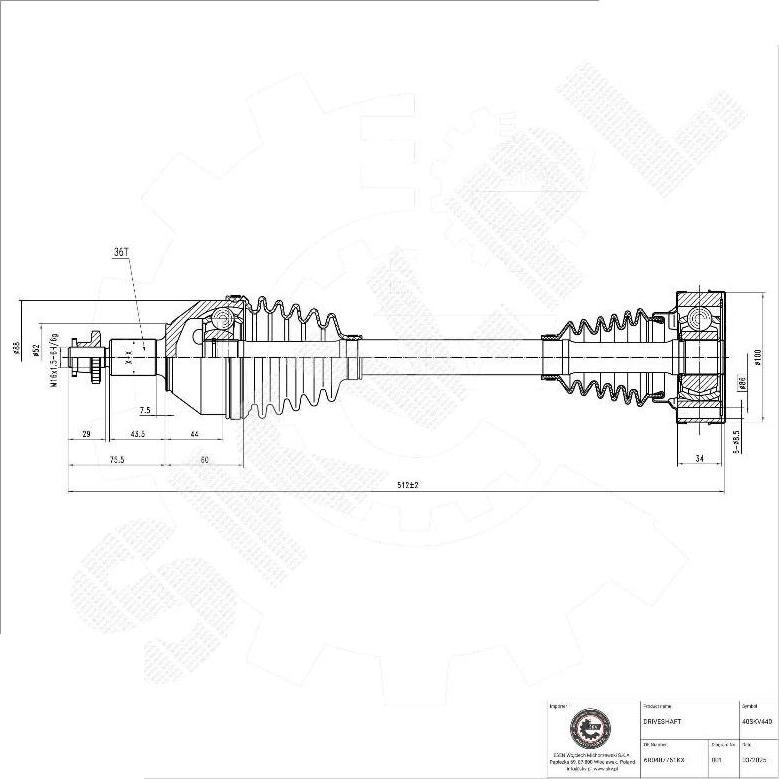 Esen SKV 40SKV440 - Приводний вал autocars.com.ua